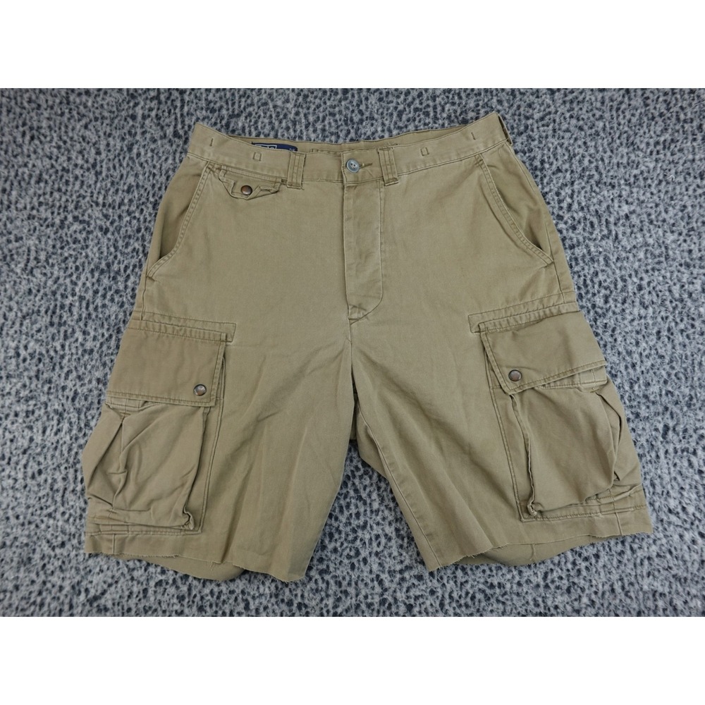 Polo Ralph Lauren Cargo Shorts Mens‎ 34 Khaki Tan Raw Hem Utility Twill